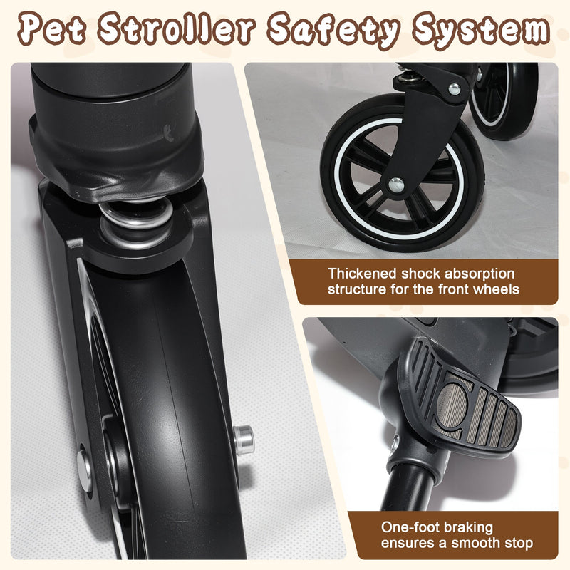 Pet Stroller for Dogs and Cats, 2-in-1 Detachable Foldable Design by HouseOfZazla