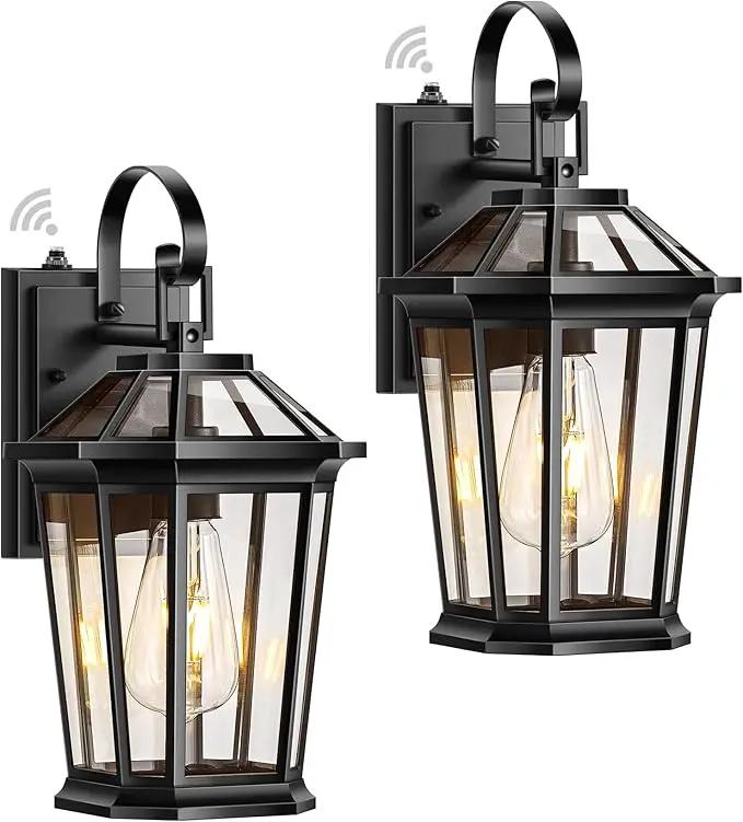 VIANIS Dusk to Dawn Outdoor Wall Lighting, Exterior Light Fixture Wall Mount for House Front Porch Light, Black Anti-Rust Aluminium Modern Outside Coach Lantern with Tempered Glass Shade for Garage by GreenHaven Gardens