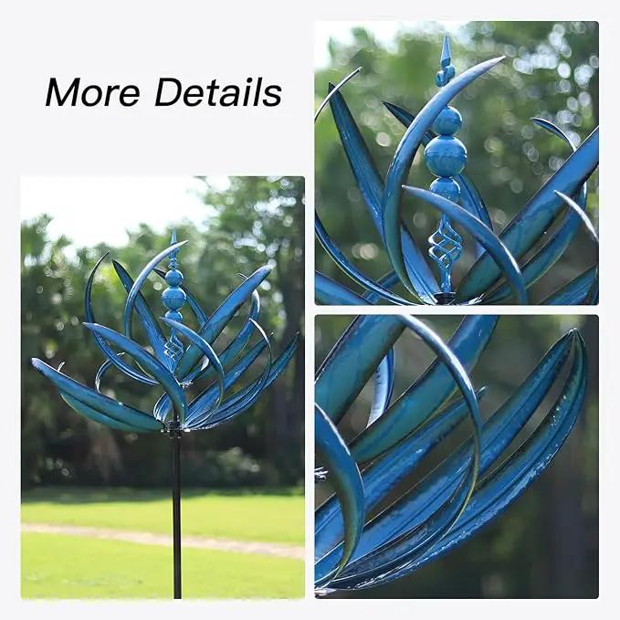 91 inch Wind Spinners Outdoor - Extra Large Outdoor Metal Wind Sculptures Spinners with Stake, Windmills for The Yard Garden, Yard Art Garden Lawn Decor - Blue (27" W x 91" H) by GreenHaven Gardens