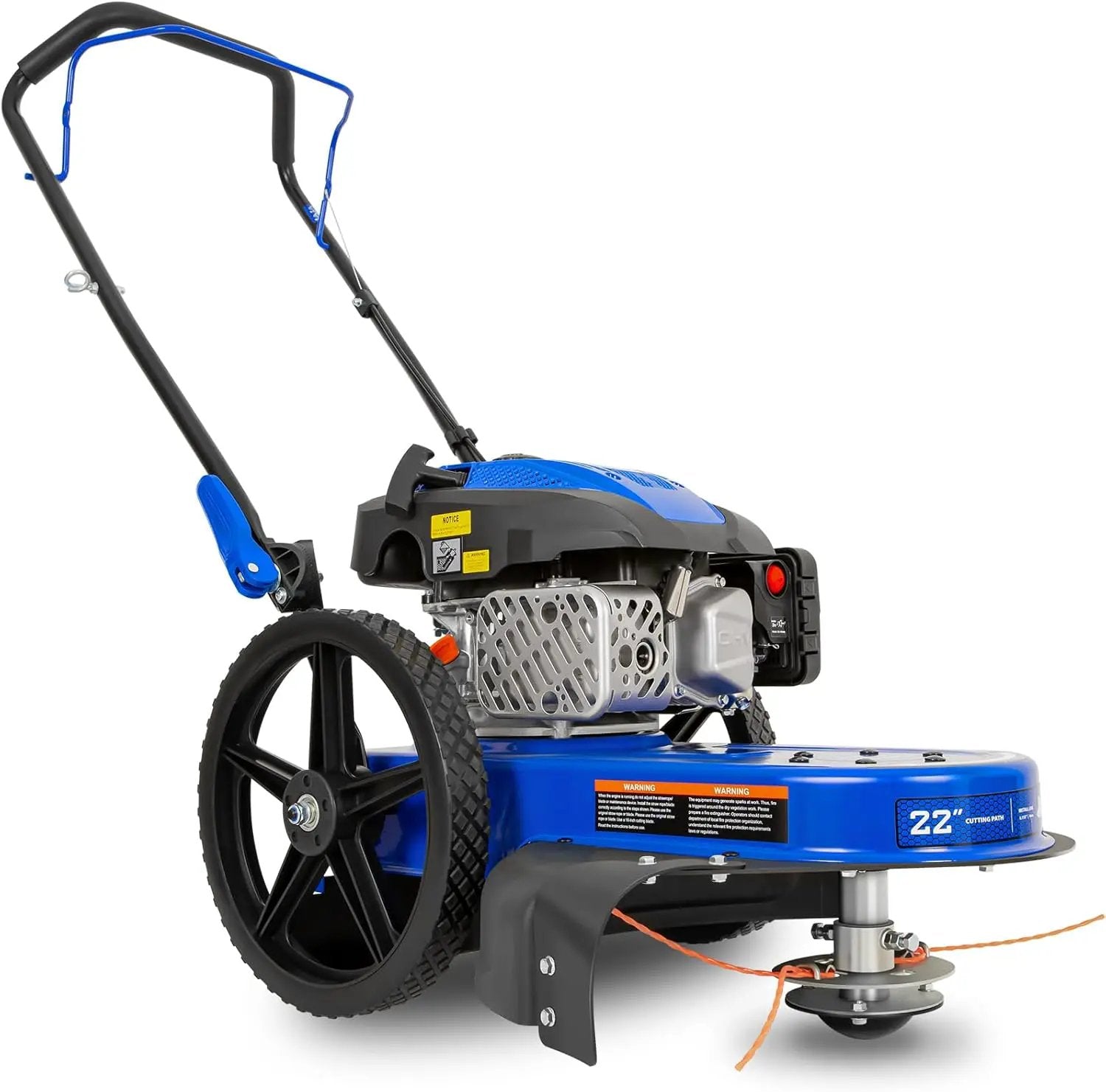 BILT HARD Walk Behind String Trimmer, 170cc 4-Cycle Gas Brush Hog Mower, 22 Inch Cutting Diameter, Push Weed Eater with 14 Inch Flat Free Wheels, Brush Cutter for Farm, Lawn, Yard by GreenHaven Gardens