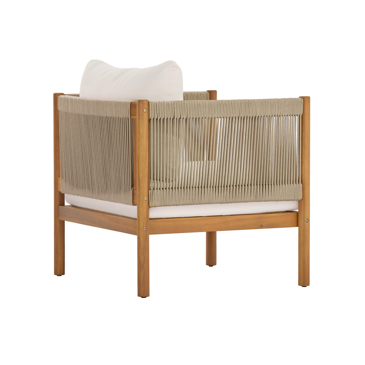 Outdoor Club Chair Set of 2 with Acacia Wood Frame in Teak Look, photo 7 of 10