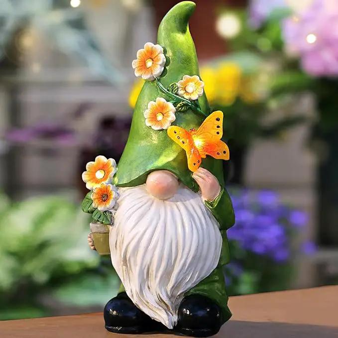 Garden Gnomes Statue Outdoor Decor,10.5" Resin Solar Garden Gnome Outdoor Statues, Funny Gnomes Gardening Gifts for Women,Bithday Gifts for Grandma by GreenHaven Gardens