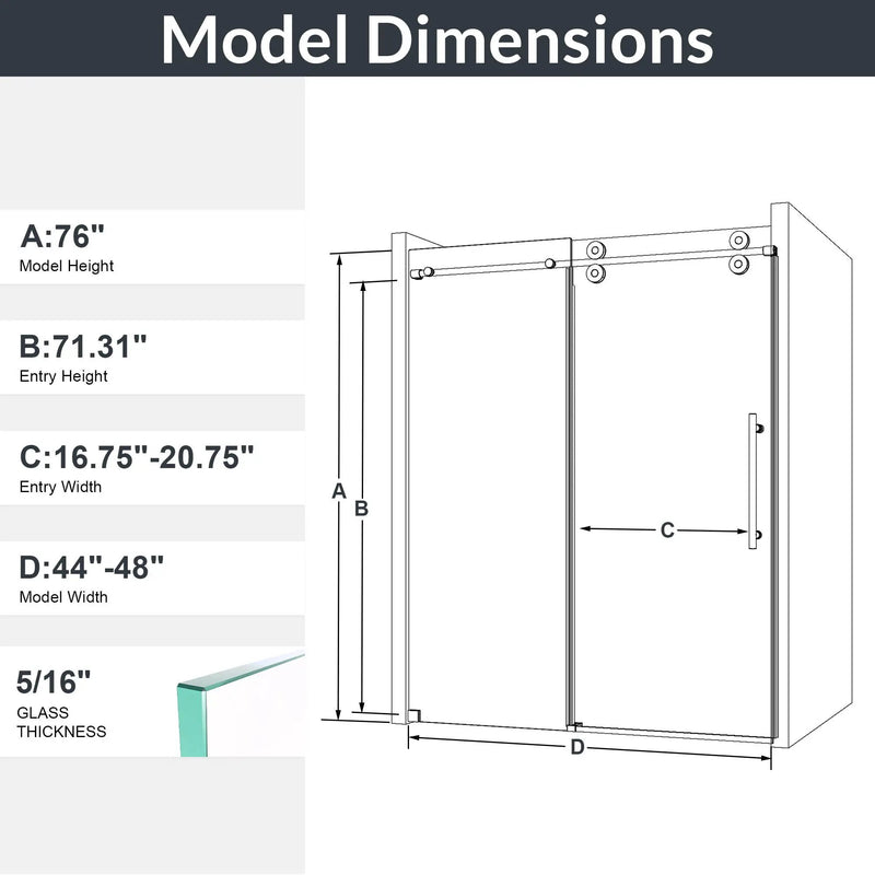 Frameless Single Sliding Shower Door With Clear Tempered Glass by HouseOfZazla