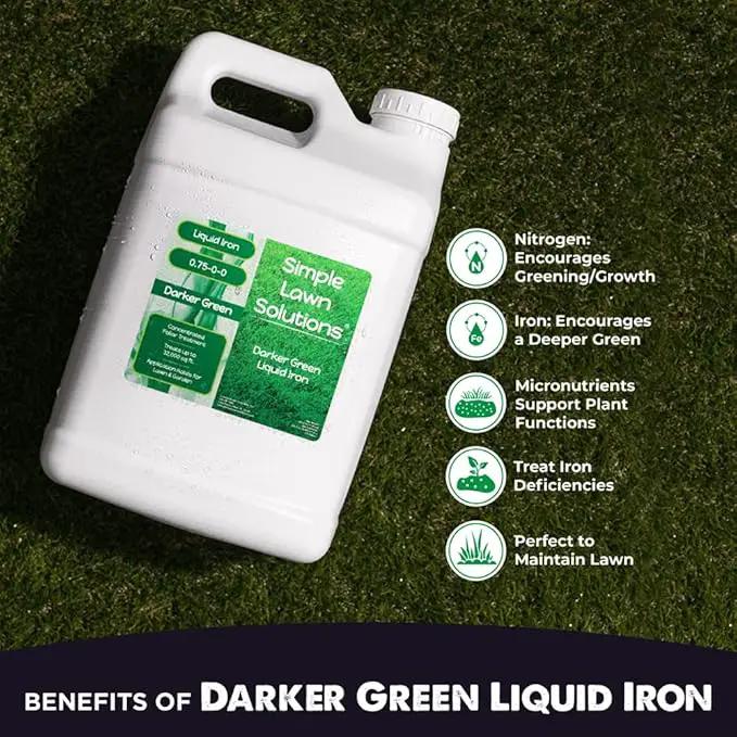 Simple Lawn Solutions - Liquid Iron Darker Green - Chelated Micronutrients - Concentrated Booster for Lawn, Indoor Plants and Outdoor Garden (2.5 Gallon) by GreenHaven Gardens