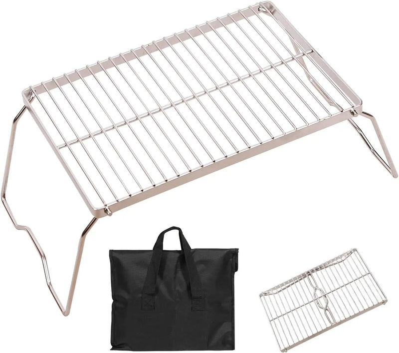 REDCAMP 13.6" Small Folding Campfire Grill, Heavy Duty Portable Camping Grill Grate with Carrying Bag for Outdoor Cooking Camping Hiking Backpacking Picnic BBQ by GreenHaven Gardens