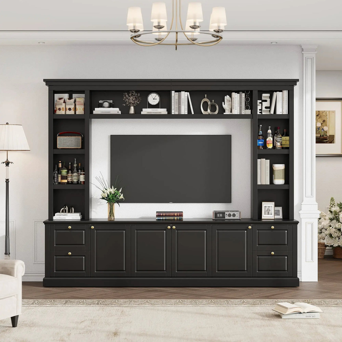 All-In-One TV Stand With Bookcase For TVs Up To 70" by HouseOfZazla
