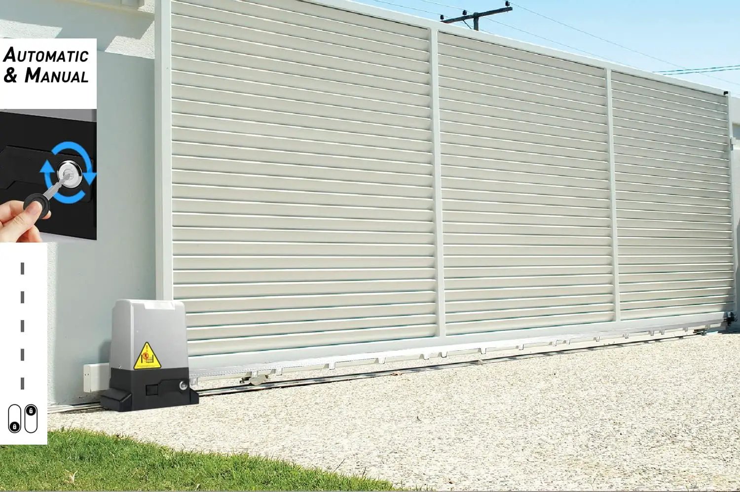 Blütezeit 5290lb Automatic Sliding Gate Opener Rack Drive Operator for Heavy Driveway Slide Gates Up to 40 Feet, Rolling Gate Motor with 2 Remote Controls, Infrared Sensor & Complete Hardware Kit by GreenHaven Gardens