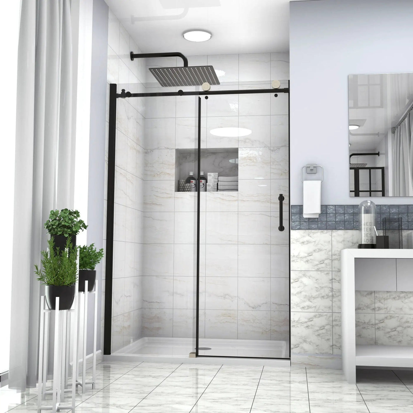 Single Sliding Bypass Shower Door Enclosure With Tempered Glass by HouseOfZazla
