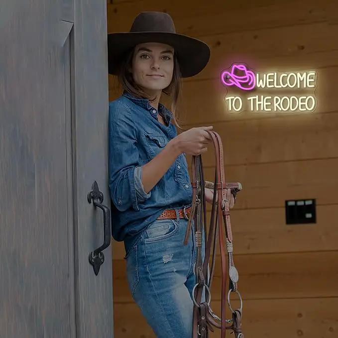 WLHOPE Welcome to The Rodeo Neon Sign Cowboy Hat Neon Sign Led Sign,Dimmable Cowgirl Neon Signs for Wall Decor,Connectivity Via USB Licked Neon Light for Bedroom Home Bar Club Party Western Decor by GreenHaven Gardens