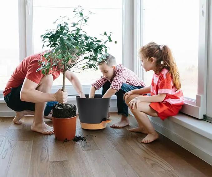 Plant Pots Self Watering Planters with Drainage Hole and Reservoir Large Flower Planting Pots for Indoor Outdoor Plants Plastic Succulent Pot Gift Idea 2 * 12Inch by GreenHaven Gardens