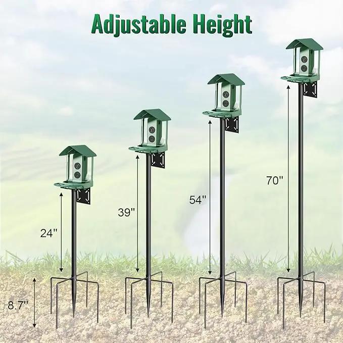 Bird Feeder Pole, 76in Adjustable Bird House Pole for Outdoors, Heavy Duty Smart Feeder Pole Mount Kit for Feeders, Birdhouse, Weather Station, Birdwatching by GreenHaven Gardens