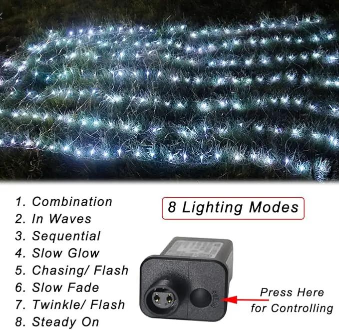 Pooqla Net Lights, 300LED Christmas Outdoor Mesh Light, 14.8x4.9 ft Fairy String Mesh Light 8 Modes Green Wire, Connectable Waterproof Decorative Light for Bushes Tree Garden Halloween, Cool White by GreenHaven Gardens