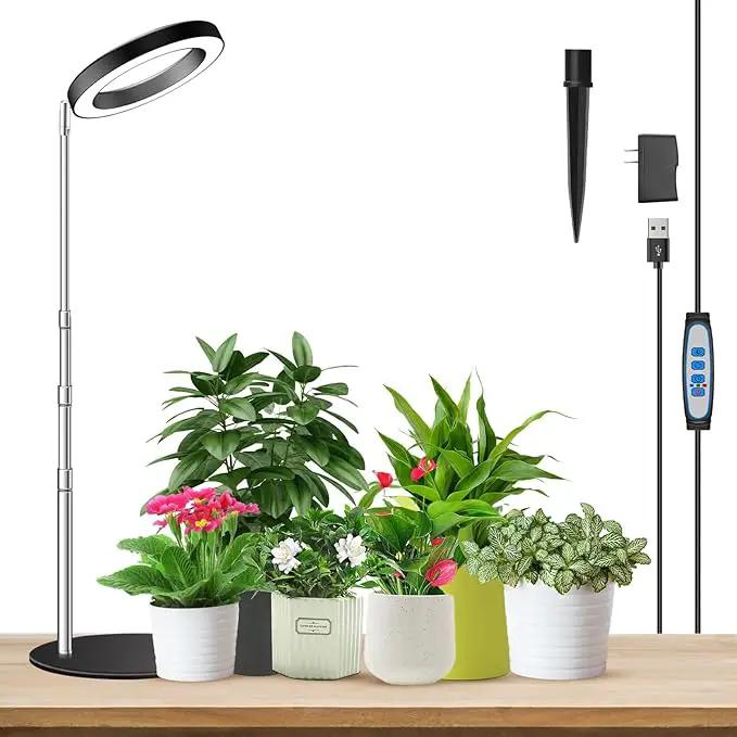 Grow Lights, Full Spectrum Plant Light for Indoor Plants, 2 in 1 Design Desktop Growing Lamp with Auto Timer for 6/12/16Hrs,3 Optional Spectrums,5 Brightness,Height Adjustable 9.8"-37.4" by GreenHaven Gardens