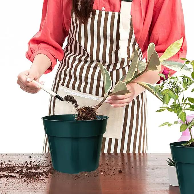 15 Pack 4/6/8 Inch Plant Nursery Pots, Thickened Plastic Pots for Plants with Drainage Holes, Sturdy Seedling Pots, Seed Starting Pots, Flower Pots for Indoor Outdoor Plants, Green by GreenHaven Gardens