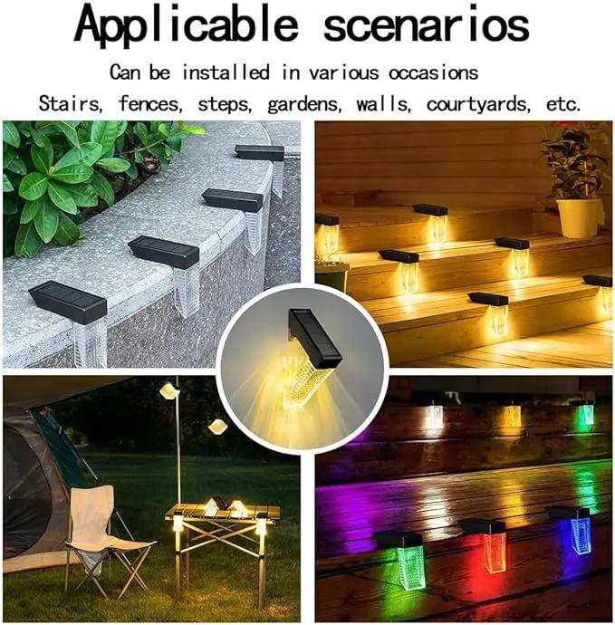 [4-pack] Outdoor solar lights, waterproof induction stair step lights, IP65 waterproof, automatically light up at dark, suitable for stairs, garden fences, flower bed decorations and terraces by GreenHaven Gardens