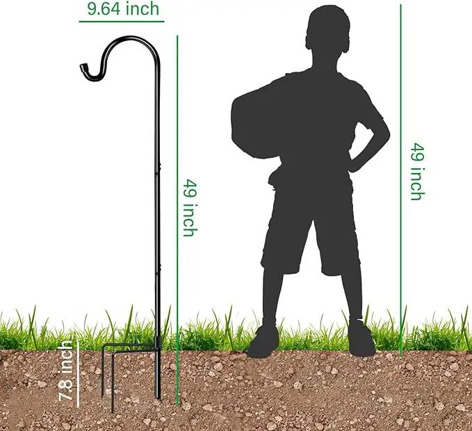 GOFORWILD Shepherd Hook 4 Pack Adjustable, 49 inches Tall, Made of Premium Metal for Garden Decor, Plant Hanger, Lantern Hook, Solar Light Hanging, 7014 by GreenHaven Gardens