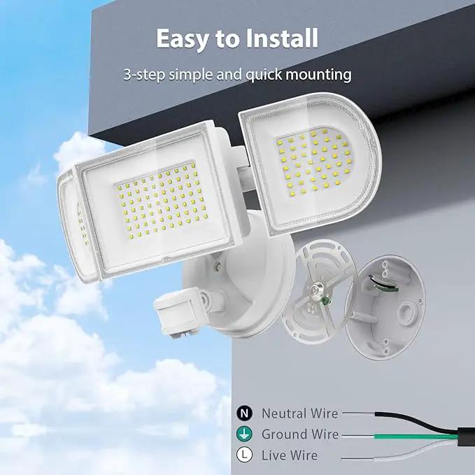 iMaihom 150W Motion Sensor Light Outdoor, 15000LM 6500K LED Security Floodlights, 3 Adjustable Head Motion Detection Light IP65 Waterproof for Yard Garage White 1pack by GreenHaven Gardens