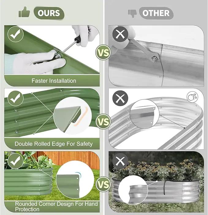 Galvanized Raised Garden Bed Outdoor- 2 Pcs Raised Beds for Gardening| Metal Planter Box, Steel Raised Garden Bed Kit with Gloves for Vegetables, Flower, Herbs (6x2x1.4FT, Green) by GreenHaven Gardens