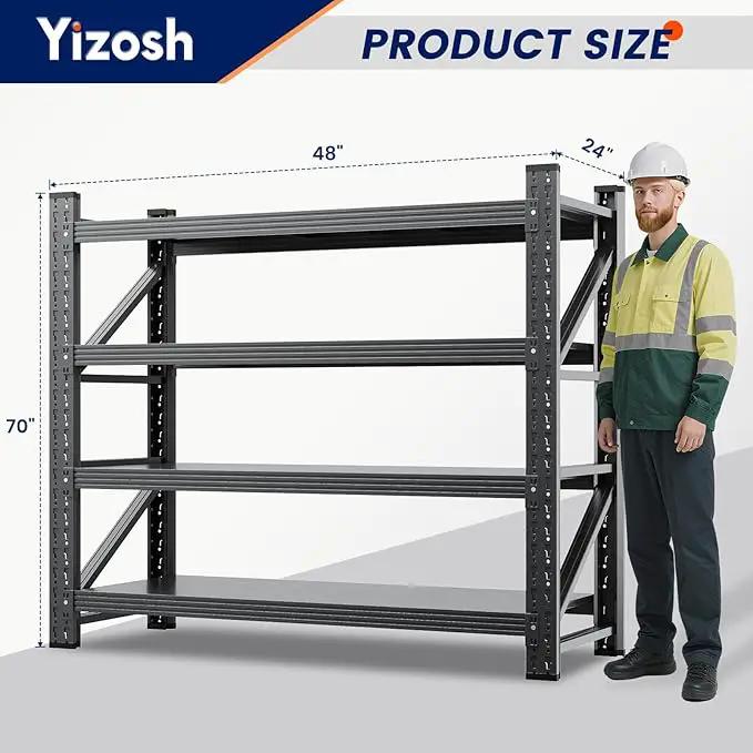Yizosh 48" W Metal Garage Storage Shelves,Heavy Duty Adjustable Steel Organization Shelving,Utility Rack Shelf,48" W x 24" D x 69" H for Basement,Warehouse,Industrial by GreenHaven Gardens