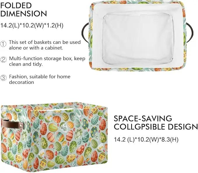 Easter Egg Rectangular Storage Basket Organizer Bin Shelf Baskets For Clothes Gifts For Home Office Dorm by GreenHaven Gardens