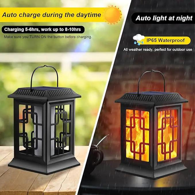 Solar Lanterns - Outdoor Hanging Solar Lights with Flickering Flame, Decorative Garden Lanterns, Waterproof LED Lights for Garden, Patio, Pathway, Yard - 2 Pack by GreenHaven Gardens
