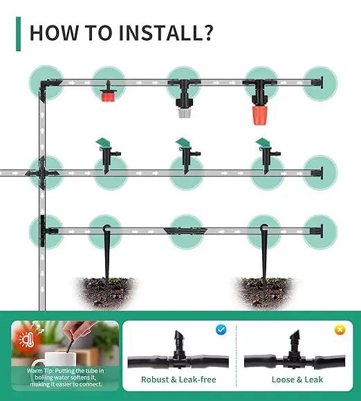1/4 Drip Irrigation Fittings, 210 Pcs 1/4 Drip Irrigation Connectors Irrigation Fittings Kit for Flower Pot Garden Lawn (Spray,Micro Dripper,Straight Barbs,Tees,Elbows,End Plug,4-Way Coupling) by GreenHaven Gardens