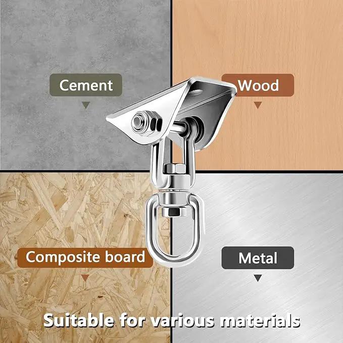 Heavy Duty Swing Hangers for Wooden Sets 1200 LB Capacity Hammock Hanger 360 Swivel Stainless Steel Swing Hardware Accessories for Porch Playground Yoga Heavy Bag Sliver | Pack of 5 by GreenHaven Gardens