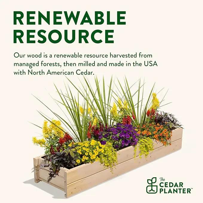 Greenes Fence Cedar Wood Planter Box with Rail Mount Brackets, 46" x 11" x 7" - Made in USA with North American Cedar by GreenHaven Gardens