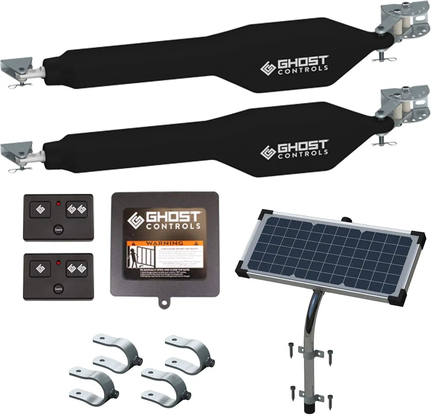 Ghost Controls Heavy-Duty Solar Automatic Gate Opener Kit for Driveway Swing Gates with Long-Range Solar Gate Opener Remote - Model TDS2XP by GreenHaven Gardens
