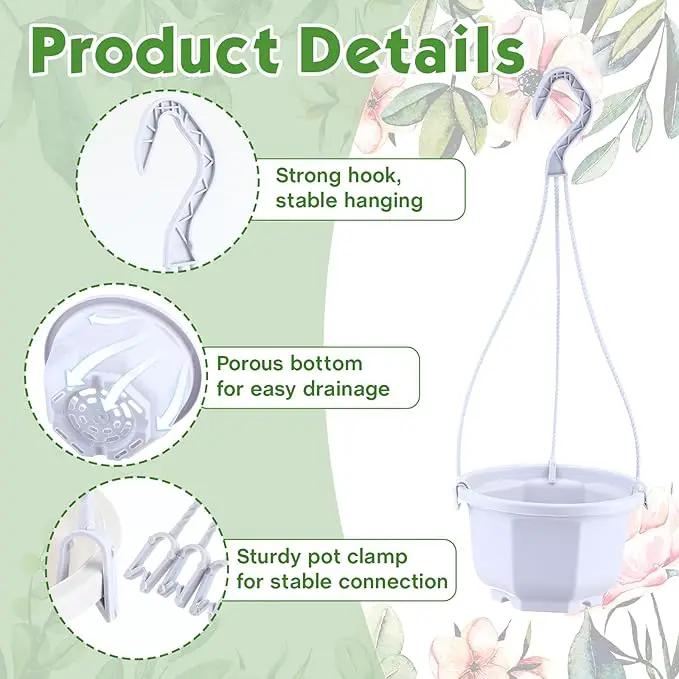 Roshtia 24 Pcs Hanging Plastic Planter Pot with Hook Flower Pots Baskets Hanging Nursery Planter Holder for Outdoor Indoor Plant Garden(Ceramic White,6 Inch) by GreenHaven Gardens