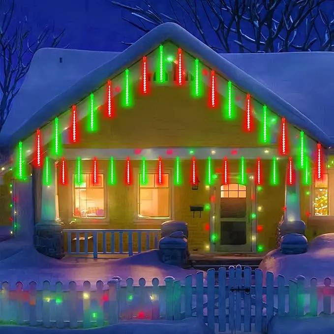 EXF 2-Pack Meteor Shower Lights Outdoor Waterproof, Rain Drop Christmas Light Total 384 LED 30cm 16 Tubes Snow Cascading String Lights Plug in for Xmas Tree Wedding Party Garden Décor (Red and Green) by GreenHaven Gardens