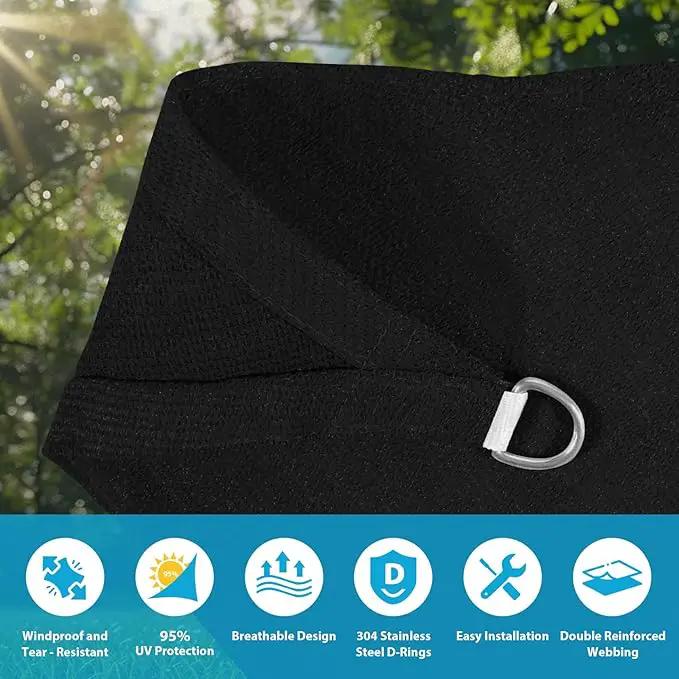 Amagenix Sun Shade Sail 18'X18'X25.5' Curved Edge Outdoor Shade Canopy Black Breathable 95% UV Block Shade Cloth for Patio Garden Backyard (We Make Custom Size) by GreenHaven Gardens