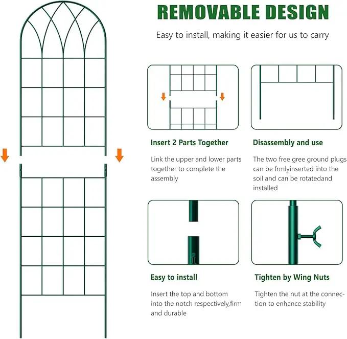 4 Pack Metal Garden Trellis for Climbing Plants,Green Metal Garden Trellis for Vines Plant Rose Vegetable Support,Large Decorative Outdoor Trellis by GreenHaven Gardens