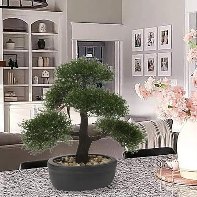 Artificial Bonsai Tree Juniper Faux Plants Indoor Small Fake Plants Decor with Ceramic Pots for Home Table Office Desk Bathroom Shelf Bedroom Living Room Farmhouse Decorations by GreenHaven Gardens