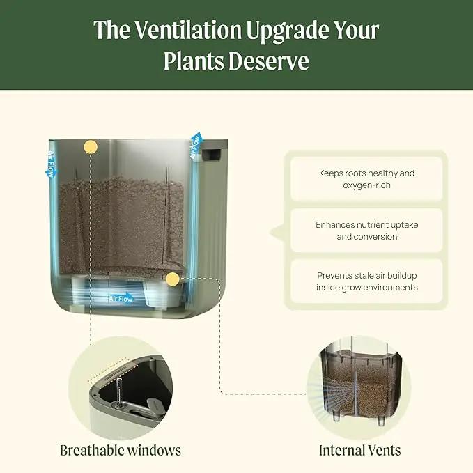 Vego garden Planters for Outdoor & Indoor Plants, Large Plant Pots with Self Watering, 15" Tall Large Plant Pots with Trellis for Flowers Plants Decor, Fog Gray by GreenHaven Gardens