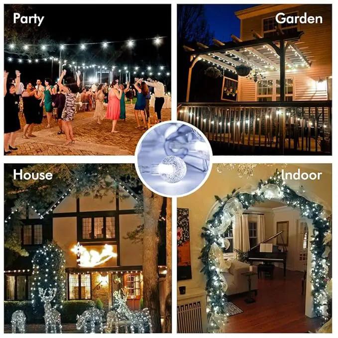 YoTelim Globe String Lights Battery Operated ，2 Pack 26.2FT 60 LED Cool White Water Proof Crystal Ball Outdoor String Lights with Remote Control for Home, Patio,Party, Christmas, Garden Decor by GreenHaven Gardens