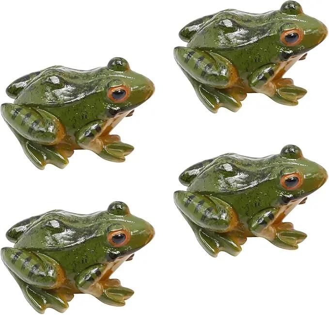 Miniature Frog Figurine, Fish Tank Decoration for Miniature Fairy Garden and Terrarium Statue(4 pcs) by GreenHaven Gardens