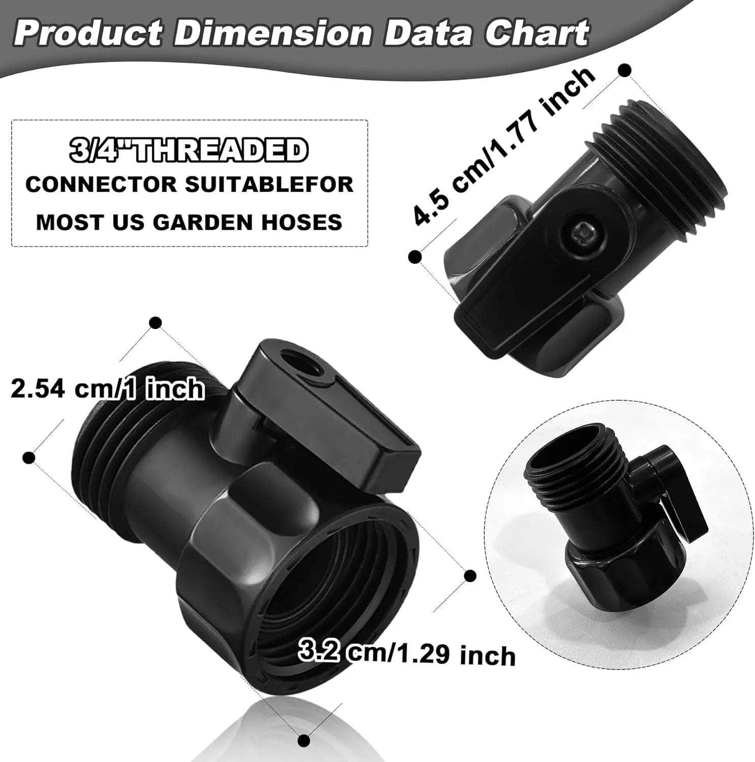 12 PCS 3/4'' Plastic Garden Hose Shut Off Valve,Water Shut-Off Ball Valve Thread Connector Coupling for Telescopic Water Pipe Water Gun Valve Control by GreenHaven Gardens