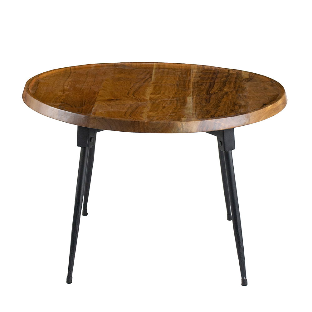 Oval Coffee Table with Acacia Wood and Iron Base - Brown, photo 9 of 18