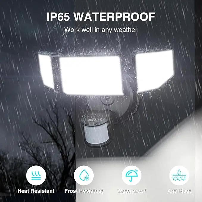 85W LED Security Lights Motion Sensor Light Outdoor, 8500LM Dusk to Dawn, IP65 Waterproof, 6500K, 3 Head Motion Detected Flood Light, Floodlight for Outside, Garage, Yard, Porch (Black) by GreenHaven Gardens