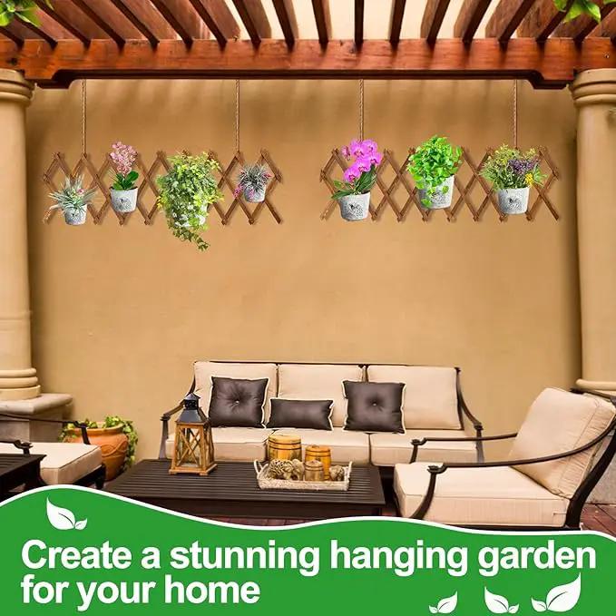Pack of 2 Extra Thick Wooden Wall Trellis- Expandable Wall Planter Lattice Panels for Climbing Plants, Hanging Vertical Plant Support Fence Frame Outdoor Indoor for Balcony Patio Garden Room by GreenHaven Gardens