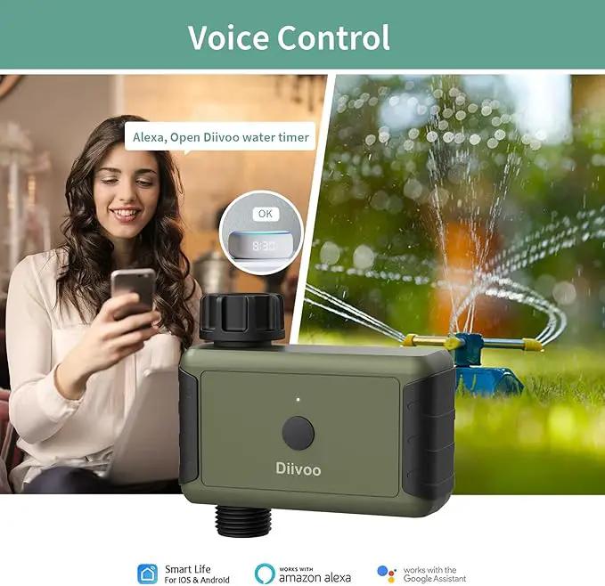 Diivoo WiFi Water Timer for Garden Hose, Smart Sprinkler Hose Timer with Hub, Up to 20 Separate Watering Schedules, Compatible with Alexa and Google Home by GreenHaven Gardens