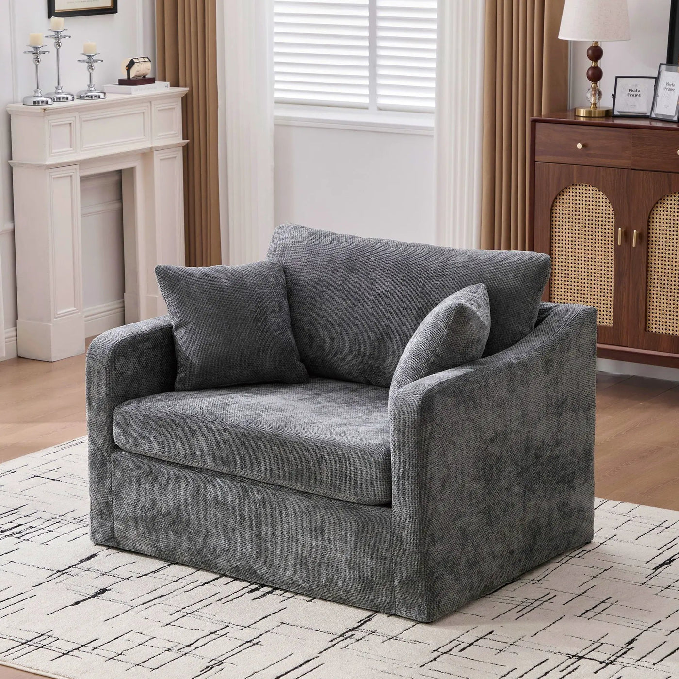 Farmhouse Accent Chair With 2 Bolster Pillows by HouseOfZazla