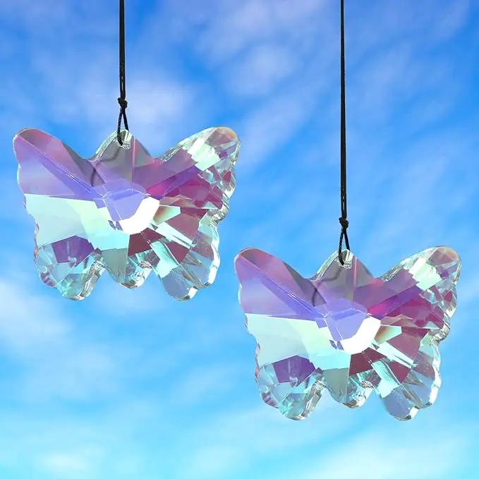 2 Pack Butterfly Crystal Suncatchers, 70mm Large Sun Catchers for Hanging Ornaments Decorative Indoor and Outdoor Windows by GreenHaven Gardens