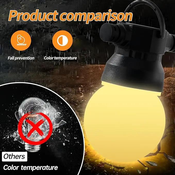 Outdoor String lamp 12 feet can be Connected G50 Anti-Fall Waterproof lampshade IP65 Waterproof Warm White Light Suitable for Garden terraces by GreenHaven Gardens