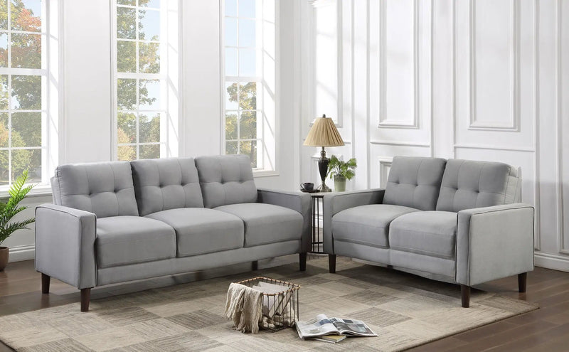 Bowen 2-piece Upholstered Track Arm Tufted Sofa Set Grey by Unique Piece Furniture