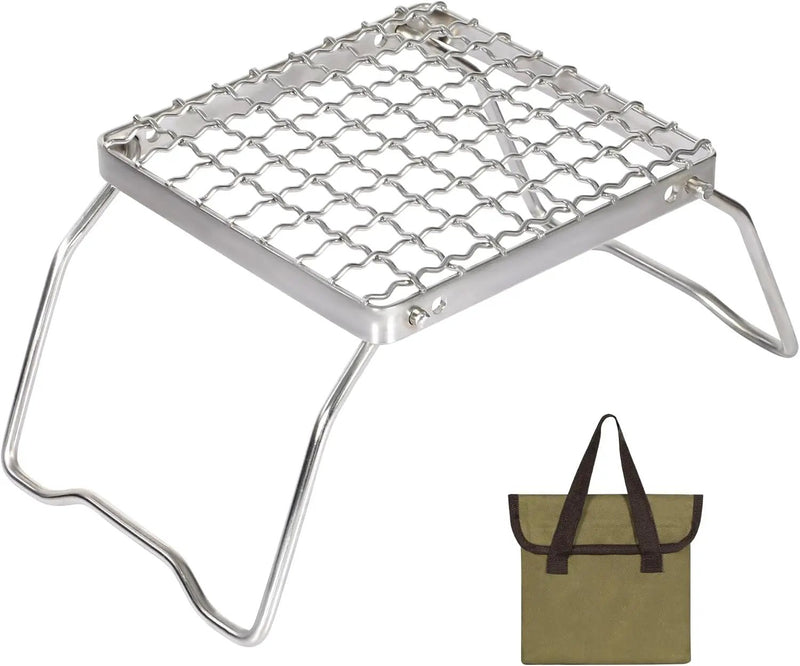 REDCAMP 6" Small Folding Campfire Grill, 304 Stainless Steel Firepit Grill Grate, Heavy Duty Portable Camping Grill with Carrying Bag for Outdoor Cooking Backpacking Hiking Picnics BBQ by GreenHaven Gardens