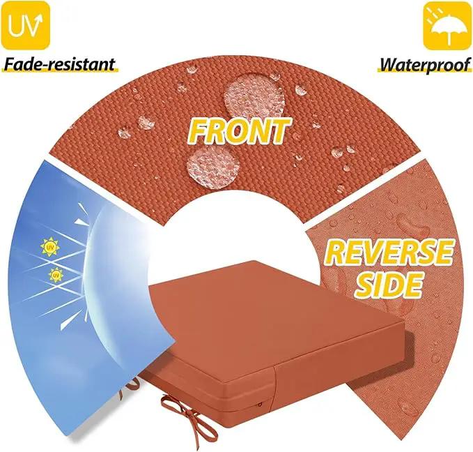 AAAAAcessories Outdoor Seat Cushions for Chairs, Waterproof, Fade-Resistant Patio Furniture Replacement Cushions, 20" x 20" x 3", Set of 2, Rust by GreenHaven Gardens
