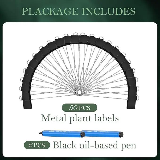 30 Pack Metal Plant Labels for Outdoor Garden Waterproof Plant Markers, Labels Garden Markers for Seedlings Herbs Vegetable Greenhouse Gifts with Pen - Black by GreenHaven Gardens