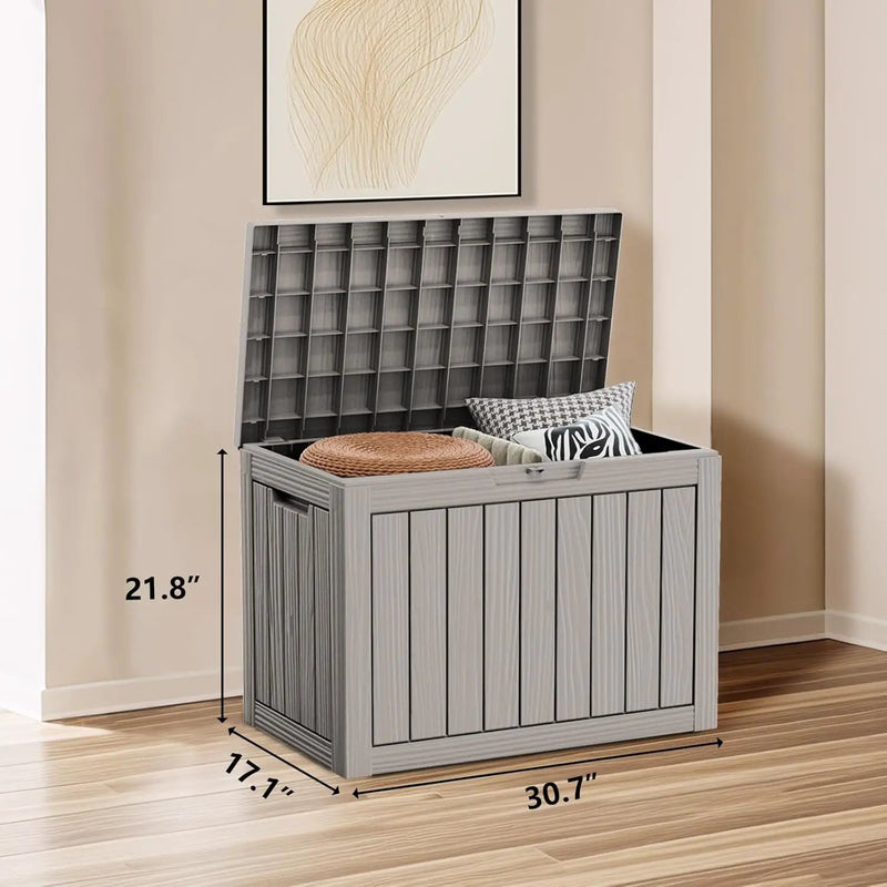 45 Gallon Waterproof Deck Box, Lockable Resin Storage Box for Patio Furniture Cushions Garden Tools and Outdoor Delivery Storage, Coffee by GreenHaven Gardens